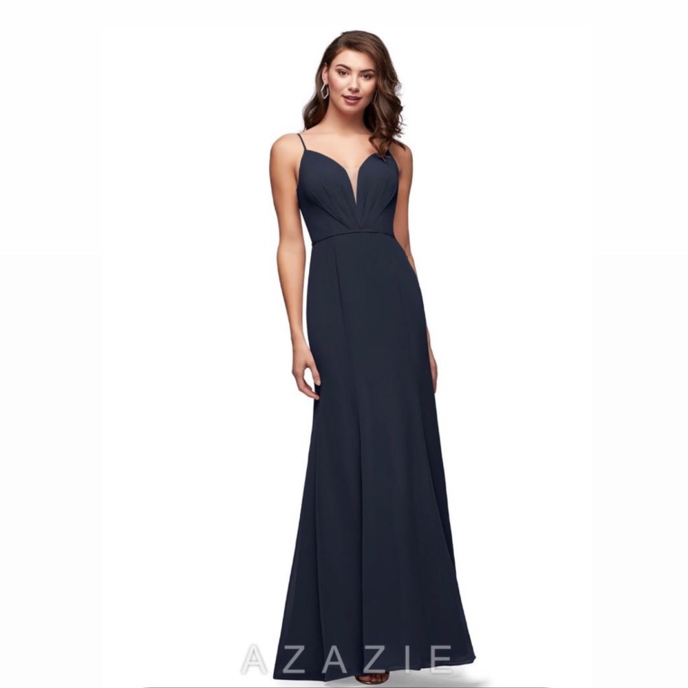 Azazie Adella | Size A8 | Dark Navy | Chiffon